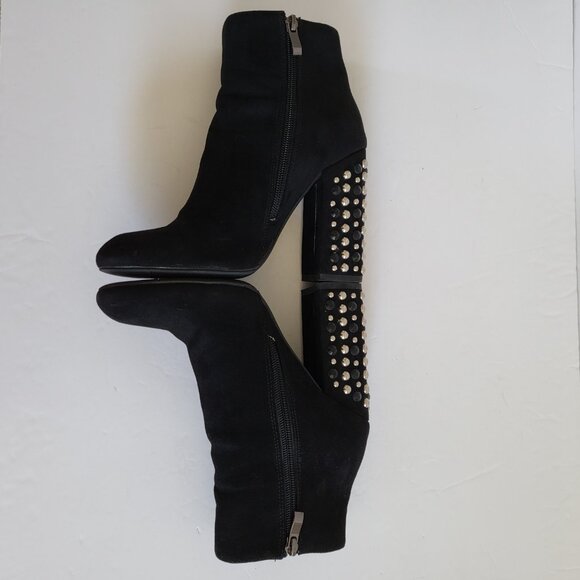 Forever 21 Velvet Suede Heels Booties Womens Size 7 (US)  Side Zip Studs Accent - Picture 10 of 15